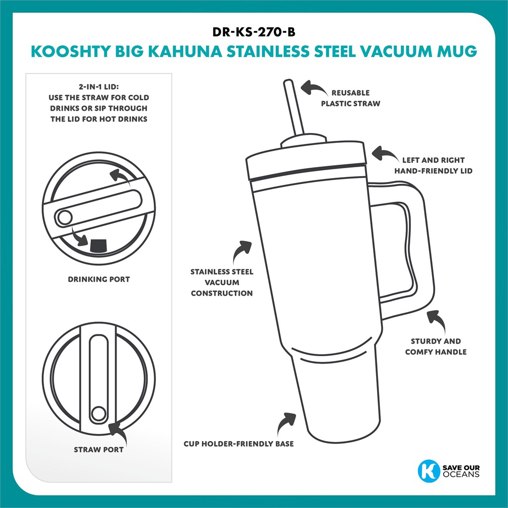 Kooshty Big Kahuna Stainless Steel Vacuum Mug – 1.2 Litre - Image 7
